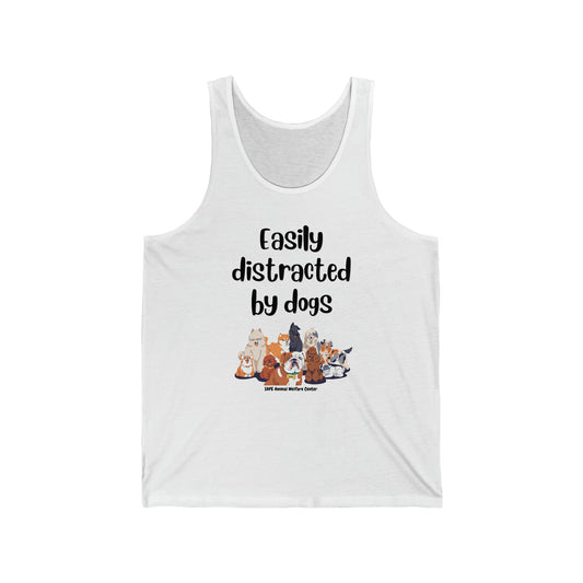 Easily Distracted By Dogs Unisex Jersey Tank
