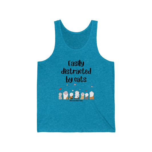 Easily Distracted By Cats Unisex Jersey Tank