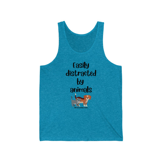 Easily Distracted By Animals Unisex Jersey Tank