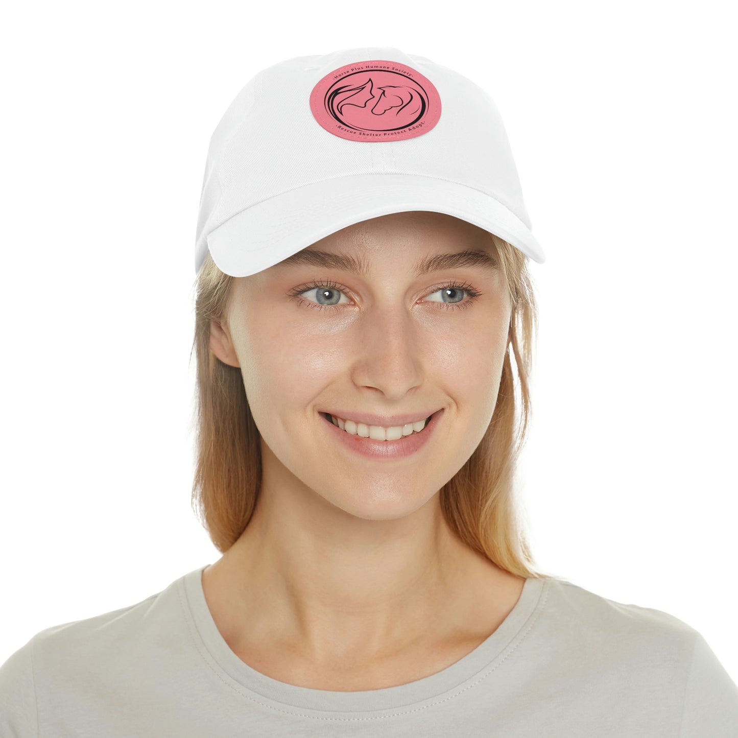 Horse Girl Cap with Leather Patch (Round)